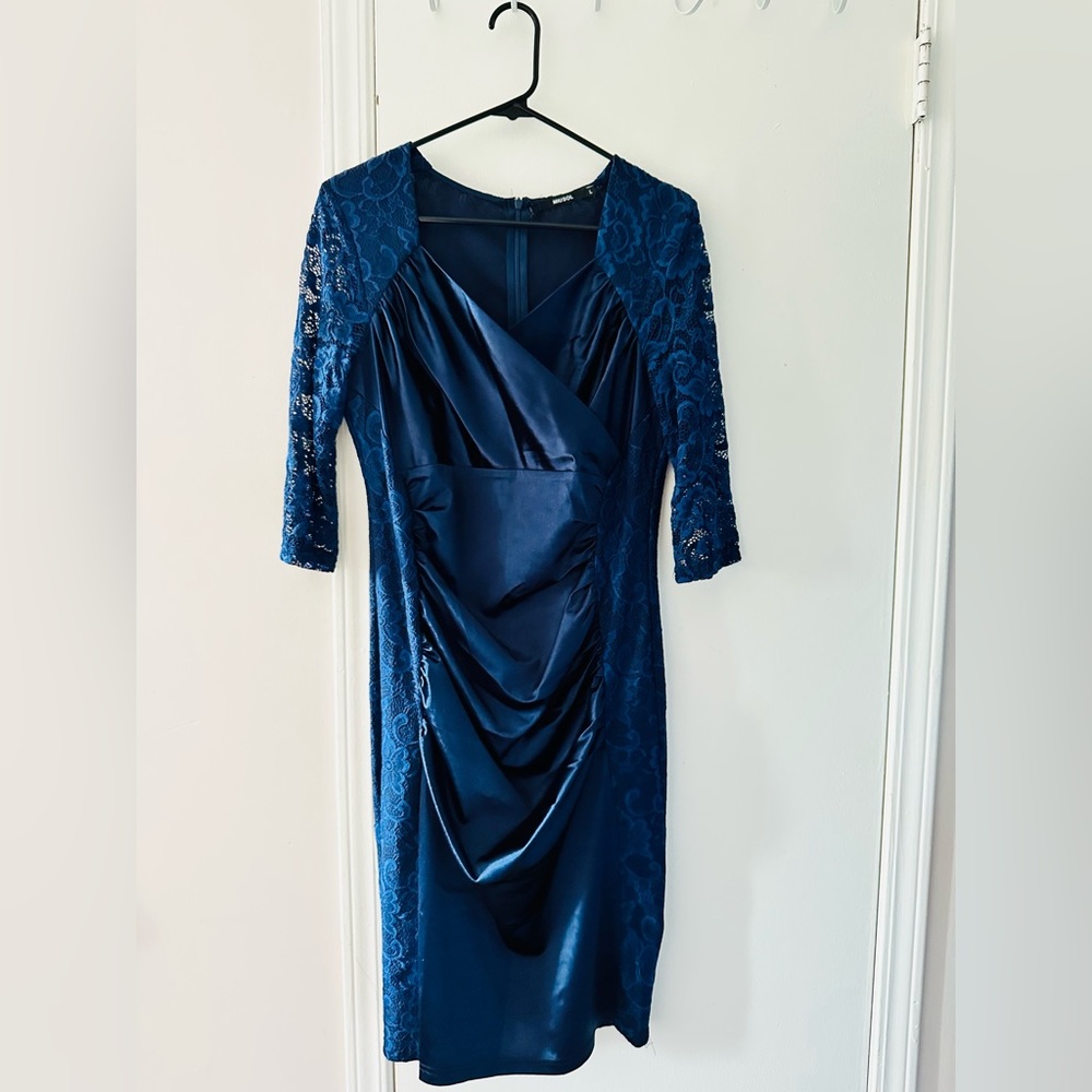 Miusol elegant dark blue statin dress